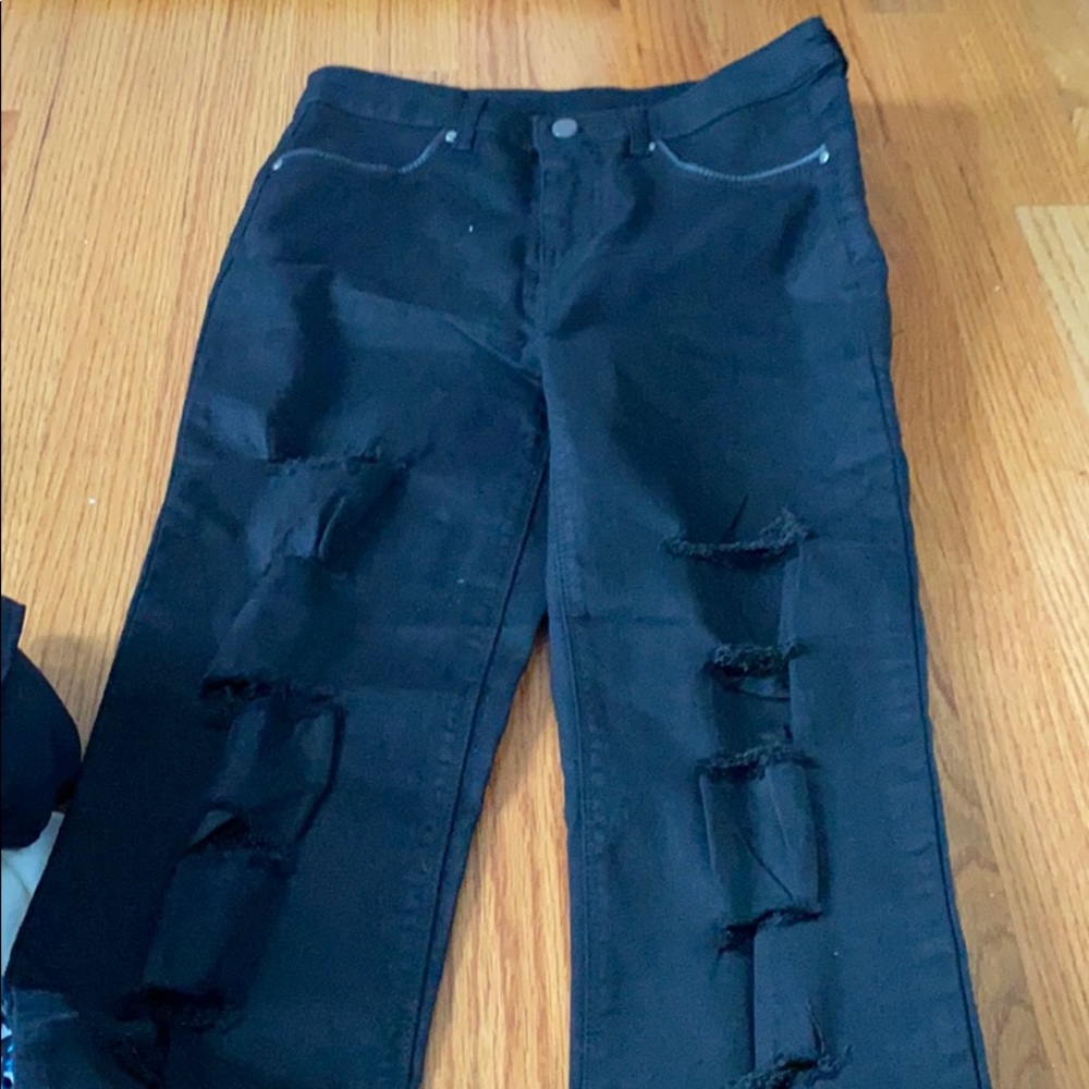 black ripped jeans
